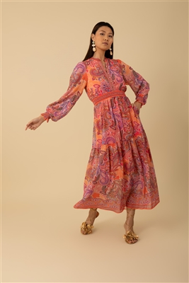 Halebob NEW Spring 2025 Pink Paisley Maxi dress. Lined. h4ydd630l